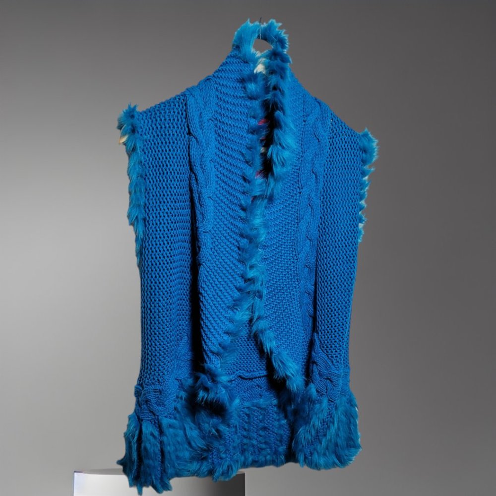 Lilly Pulitzer NWT Torini Faux Fur Sweater Vest Teal